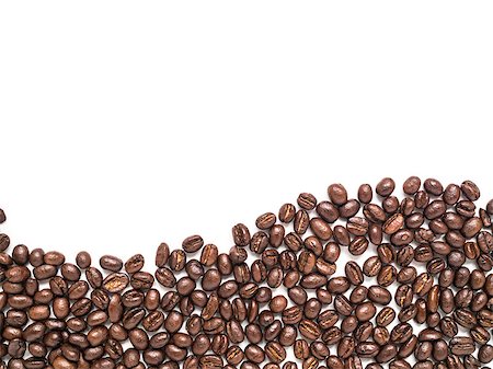 Isolated coffee beans arrange at the bottom in curve line shape for background and texture Stock Photo - Budget Royalty-Free & Subscription, Code: 400-08733656