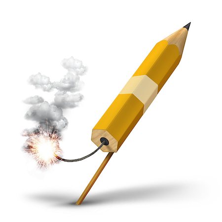 dynamite fuse - Pencil rocket ready for takeoff, creative writing concept Photographie de stock - Aubaine LD & Abonnement, Code: 400-08733665
