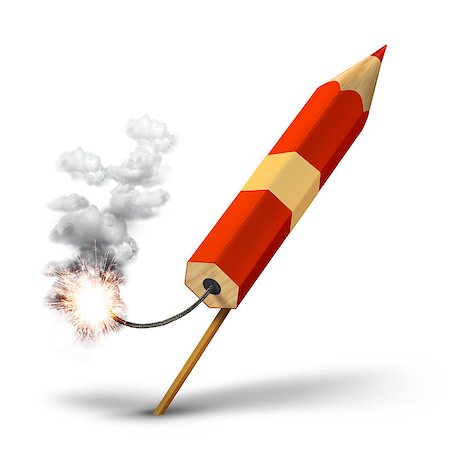 dynamite fuse - Red pencil rocket ready for takeoff, creative writing concept Photographie de stock - Aubaine LD & Abonnement, Code: 400-08733666