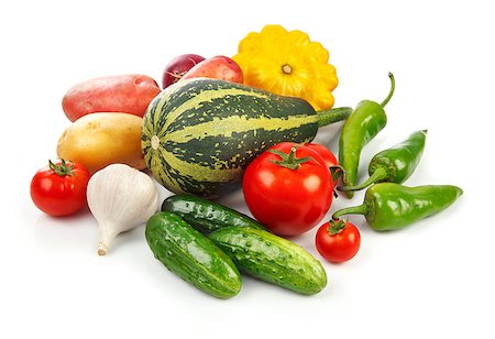 simsearch:400-05939266,k - Still life of fresh vegetables healthy eating, isolated on white background Photographie de stock - Aubaine LD & Abonnement, Code: 400-08733782