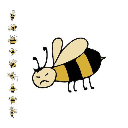 simsearch:400-04266492,k - Funny bee, sketch for your design. Vector illustration Photographie de stock - Aubaine LD & Abonnement, Code: 400-08733864