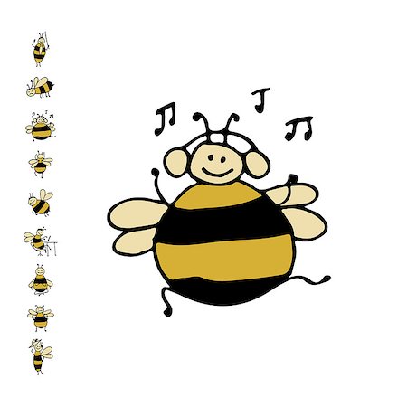 simsearch:400-04266492,k - Funny dance bee, sketch for your design. Vector illustration Photographie de stock - Aubaine LD & Abonnement, Code: 400-08733865