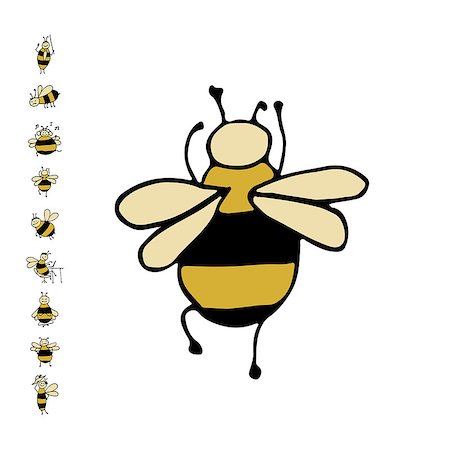 simsearch:400-04266492,k - Funny bee, sketch for your design. Vector illustration Photographie de stock - Aubaine LD & Abonnement, Code: 400-08733860