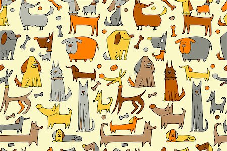 simsearch:400-09091868,k - Funny dogs collection, seamless pattern for your design. Vector illustration Fotografie stock - Microstock e Abbonamento, Codice: 400-08733878