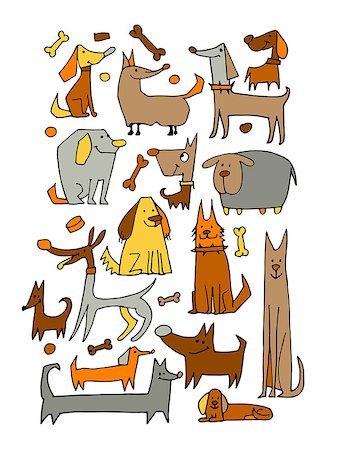 simsearch:400-08976828,k - Funny dogs collection, sketch for your design. Vector illustration Stock Photo - Budget Royalty-Free & Subscription, Code: 400-08733885