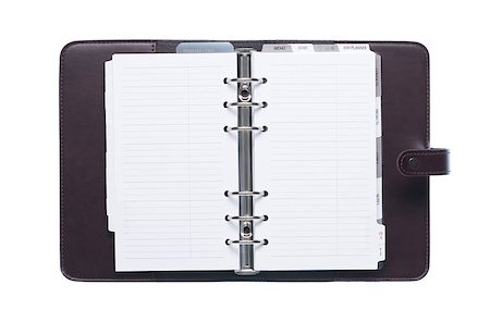 simsearch:700-03615666,k - Open elegant leather organizer with blank pages isolated on white background Stockbilder - Microstock & Abonnement, Bildnummer: 400-08749556