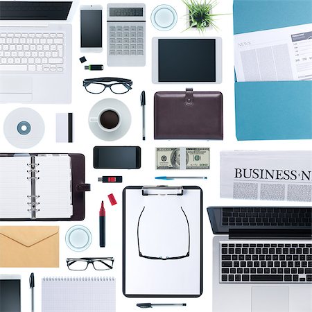 simsearch:400-08749588,k - Business desktop stationery, laptops, mobile phone and devices composing a business background, top view Stock Photo - Budget Royalty-Free & Subscription, Code: 400-08749588