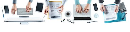 Business team working at office desk top view, blank copy space, unrecognizable people Stock Photo - Budget Royalty-Free & Subscription, Code: 400-08749599
