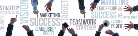 Financial success and business teamwork concept banner with text concepts and businessmen's hands top view Stock Photo - Budget Royalty-Free & Subscription, Code: 400-08749683