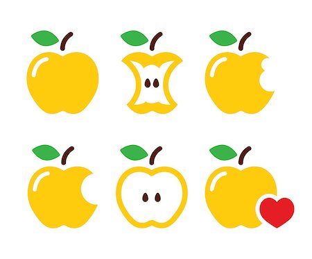 Vector icons set of apples isolated on white Stock Photo - Budget Royalty-Free & Subscription, Code: 400-08749779