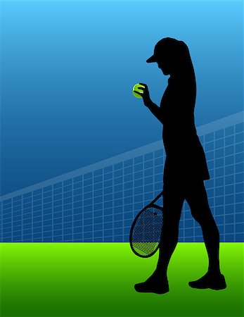 simsearch:400-08755898,k - tennis background with ball and silhouette of woman or girl. vector Stock Photo - Budget Royalty-Free & Subscription, Code: 400-08749832