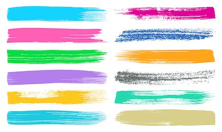 simsearch:400-08415609,k - Big colorful vector art brush strokes collection isolated Stock Photo - Budget Royalty-Free & Subscription, Code: 400-08749884