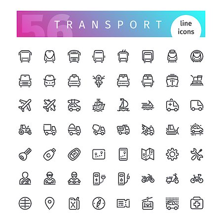 scooter taxi - Set of 56 transport line icons suitable for gui, web, infographics and apps. Isolated on white background. Clipping paths included. Foto de stock - Super Valor sin royalties y Suscripción, Código: 400-08749912