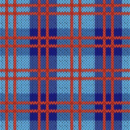 simsearch:400-08754191,k - Knitting seamless vector pattern with perpendicular lines as a woollen Celtic tartan plaid or a knitted fabric texture in blue and red colors Stockbilder - Microstock & Abonnement, Bildnummer: 400-08754094