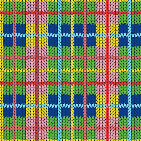 simsearch:400-08755020,k - Knitting seamless vector pattern with perpendicular lines as a woollen Celtic tartan plaid or a knitted fabric texture in different hues Stockbilder - Microstock & Abonnement, Bildnummer: 400-08754096