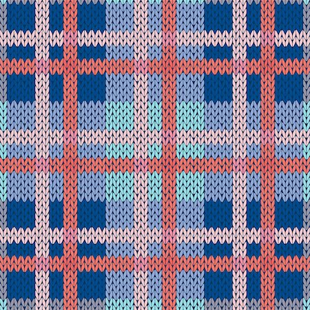 simsearch:400-08754191,k - Knitting seamless vector pattern with perpendicular lines as a woollen Celtic tartan plaid or a knitted fabric texture in blue and pink hues Stockbilder - Microstock & Abonnement, Bildnummer: 400-08754097