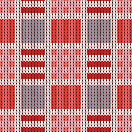 simsearch:400-08755020,k - Knitting seamless vector pattern with perpendicular lines as a woollen Celtic tartan plaid or a knitted fabric texture in red, pink and grey colors Stockbilder - Microstock & Abonnement, Bildnummer: 400-08754099