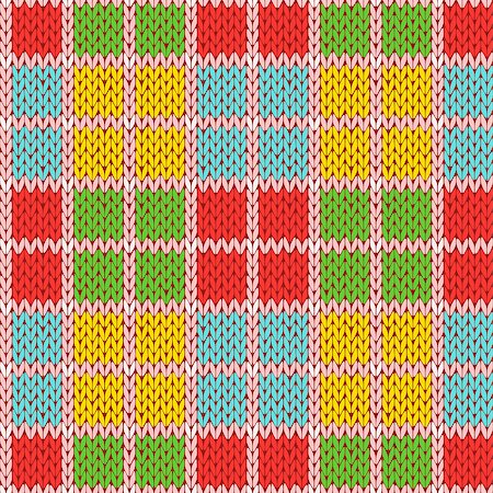 simsearch:400-08755020,k - Knitting seamless vector pattern with perpendicular lines as a woollen Celtic tartan plaid or a knitted fabric texture in various bright colors Stockbilder - Microstock & Abonnement, Bildnummer: 400-08754093