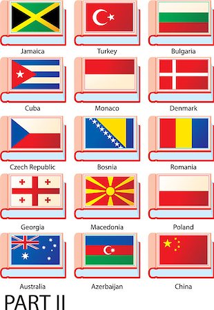 sharpner (artist) - Flags of Europe, America and Asia featured on the covers of dictionaries with country names. Stockbilder - Microstock & Abonnement, Bildnummer: 400-08754138