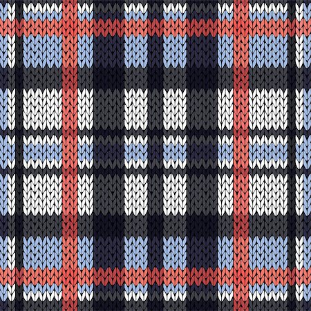 simsearch:400-08755020,k - Knitting seamless vector pattern with perpendicular lines as a woollen Celtic tartan plaid or a knitted fabric texture in pink, white and various blue hues Stockbilder - Microstock & Abonnement, Bildnummer: 400-08754188