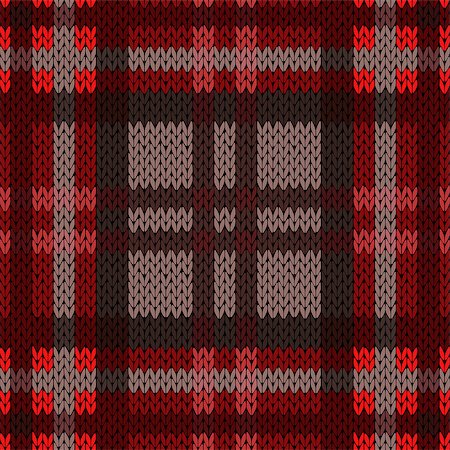 simsearch:400-08755020,k - Knitting seamless vector pattern with perpendicular lines as a woollen Celtic tartan plaid or a knitted fabric texture mainly in dark red and brown hues Stockbilder - Microstock & Abonnement, Bildnummer: 400-08754192