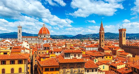 simsearch:400-05106636,k - Cathedral Santa Maria del Fiore in Florence, view to old town with red tegular roofs Stockbilder - Microstock & Abonnement, Bildnummer: 400-08754282