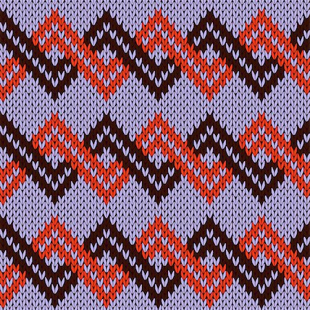 simsearch:400-08755020,k - Knitting seamless vector pattern with zigzag ornamental chains as a knitted fabric texture in violet, red and dark brown colors Stockbilder - Microstock & Abonnement, Bildnummer: 400-08754310