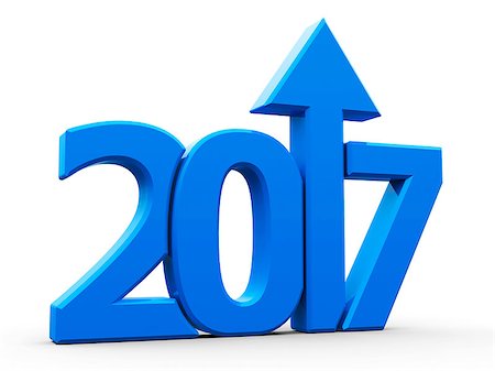 Blue 2017 with arrow up isolated on white background, represents growth in the new year 2017, three-dimensional rendering, 3D illustration Stock Photo - Budget Royalty-Free & Subscription, Code: 400-08754329