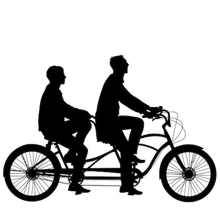 Silhouette of two athletes on tandem bicycle. Vector illustration. Stock Photo - Budget Royalty-Free & Subscription, Code: 400-08754347
