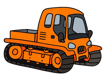 funny truck transport - Hand drawing of an orange tracked vehicle Stock Photo - Budget Royalty-Free & Subscription, Code: 400-08754342