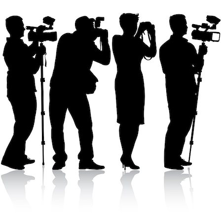 silhouettes of cameraman vector - Cameraman with video camera. Silhouettes on white background. Vector illustration. Stock Photo - Budget Royalty-Free & Subscription, Code: 400-08754375
