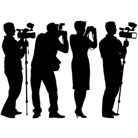 silhouettes of cameraman vector - Cameraman with video camera. Silhouettes on white background. Vector illustration. Stock Photo - Budget Royalty-Free & Subscription, Code: 400-08754371