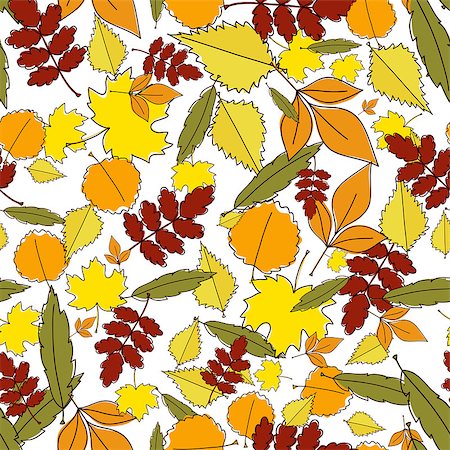 fall aspen leaves - Autumn leaves. Seamless background.Natural elements pattern. Vector illustration Stock Photo - Budget Royalty-Free & Subscription, Code: 400-08754474