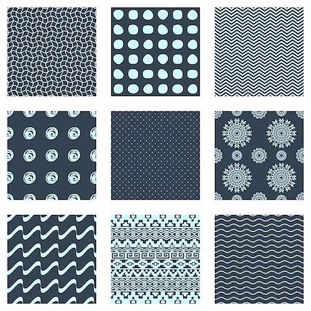 Vector set of nine creative modern seamless patterns Stock Photo - Budget Royalty-Free & Subscription, Code: 400-08754545
