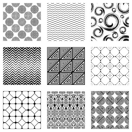 Vector set of nine seamless patterns black version Stock Photo - Budget Royalty-Free & Subscription, Code: 400-08754546