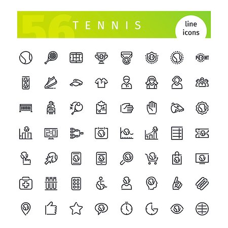 simsearch:400-08431494,k - Set of 56 tennis line icons suitable for web, infographics and apps. Isolated on white background. Clipping paths included. Stock Photo - Budget Royalty-Free & Subscription, Code: 400-08754568