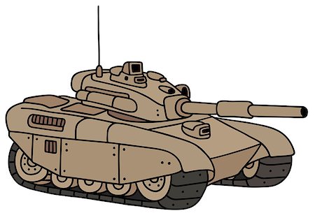 Hand drawing of a funny sand heavy tank Stock Photo - Budget Royalty-Free & Subscription, Code: 400-08754561