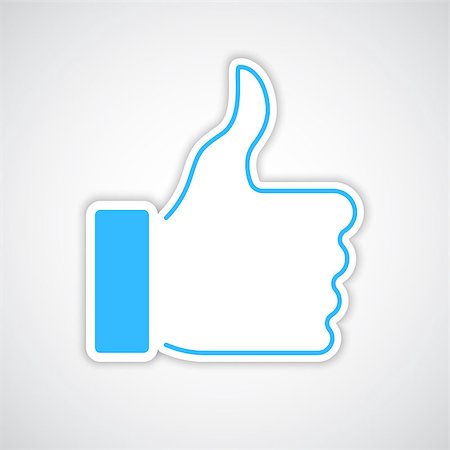 Thumb up flat icon with soft shadow and blue outline Foto de stock - Royalty-Free Super Valor e Assinatura, Número: 400-08754608