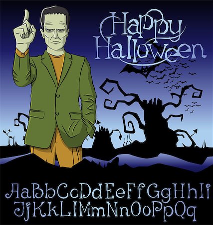 Cartoon Frankenstein vector. Frankenstein Halloween. Halloween background. Monster Stock Photo - Budget Royalty-Free & Subscription, Code: 400-08754717