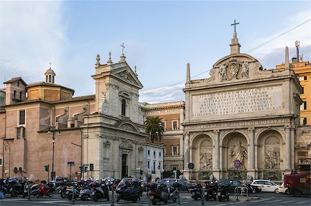 Fountain of Moses and church Santa Maria della Vittoria, Rome Stockbilder - Microstock & Abonnement, Bildnummer: 400-08754775