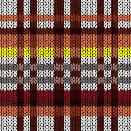simsearch:400-08754191,k - Knitting seamless vector pattern with perpendicular lines as a knitted fabric texture in brown, red, yellow, and grey hues Stockbilder - Microstock & Abonnement, Bildnummer: 400-08754824