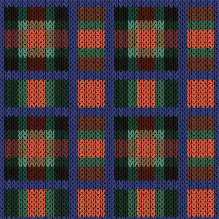 simsearch:400-08754191,k - Knitting seamless vector pattern with perpendicular lines as a knitted fabric texture in red, green, blue and brown hues Stockbilder - Microstock & Abonnement, Bildnummer: 400-08754828