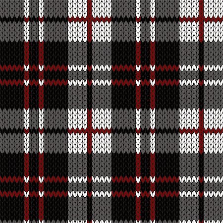 simsearch:400-08754191,k - Knitting seamless vector pattern with perpendicular lines as a woollen Celtic tartan plaid or a knitted fabric texture in red, black, white and grey hues Stockbilder - Microstock & Abonnement, Bildnummer: 400-08754830