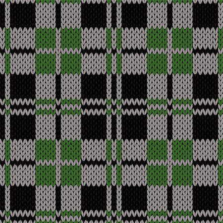 simsearch:400-08754191,k - Knitting seamless vector pattern with perpendicular lines as a knitted fabric texture in green, grey, black and white colors Stockbilder - Microstock & Abonnement, Bildnummer: 400-08754831