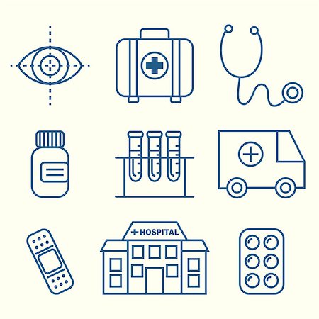 Vector Medical Icons Set. Simple line icons, thin contour Stockbilder - Microstock & Abonnement, Bildnummer: 400-08754928