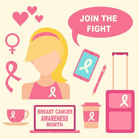 Breast Cancer Awareness month. Woman wearing ribbon and accessories with ribbon. Join the fight Stockbilder - Microstock & Abonnement, Bildnummer: 400-08754930