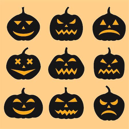 Pumpkins set for Halloween. Set of silhouettes for Halloween party Stockbilder - Microstock & Abonnement, Bildnummer: 400-08754932