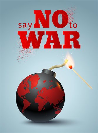 dynamite spark - Vector poster with bomb and match. Say no to war Stock Photo - Budget Royalty-Free & Subscription, Code: 400-08754971