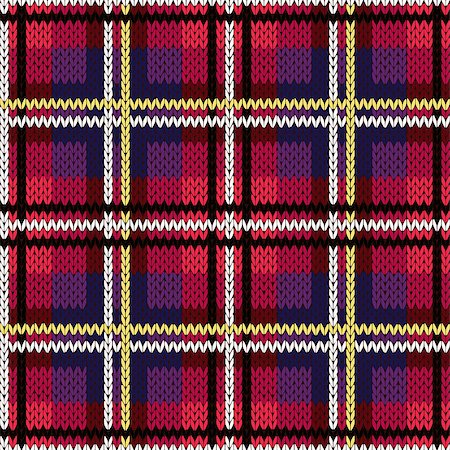 simsearch:400-08754191,k - Knitting checkered seamless vector pattern with perpendicular lines as a woollen Celtic tartan plaid or a knitted fabric texture in various colors, mainly in pink and violet hues Stockbilder - Microstock & Abonnement, Bildnummer: 400-08755016