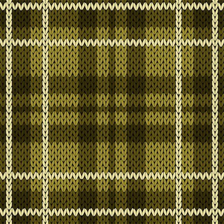 simsearch:400-08754191,k - Knitting checkered seamless vector pattern with perpendicular lines as a woollen Celtic tartan plaid or a knitted fabric texture, mainly in warm green hues with white thread Stockbilder - Microstock & Abonnement, Bildnummer: 400-08755018